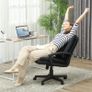 Linen-Look Padded Office Chair - Black Image 2