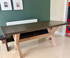 Dining table large solid rectangular & polished concrete table top