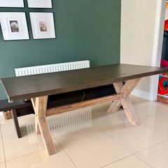 Dining table large solid rectangular & polished concrete table top