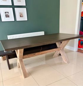 Dining table large solid rectangular & polished concrete table top