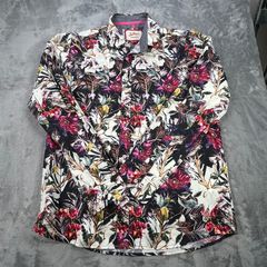 Joe Browns Floral Print Long Sleeve Shirt Medium - Flowers Skull Funky