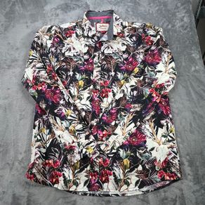 Joe Browns Floral Print Long Sleeve Shirt Medium - Flowers Skull Funky
