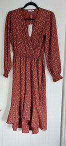 Brown/gold midi dress