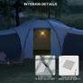 6-9 Man Tent with Bedrooms and Living Room, Accessories Included, Dark Grey Image 5