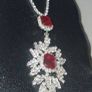 Luxury Red Ruby Silver-Tone Alloy Pendant Necklaces Image 5