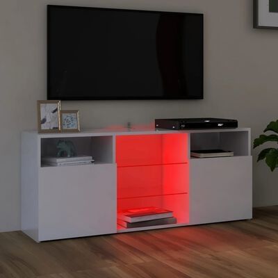 TV Cabinet with LED Lights High Gloss White 120x30x50 cm