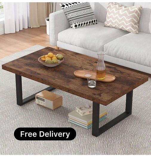 Rustic Living Room Table, Simple Industrial Rectangle Coffee Table, Modern Minimalist Farmhouse