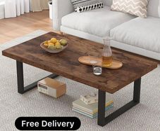 Rustic Living Room Table, Simple Industrial Rectangle Coffee Table, Modern Minimalist Farmhouse