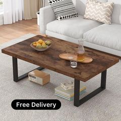 Rustic Living Room Table, Simple Industrial Rectangle Coffee Table, Modern Minimalist Farmhouse