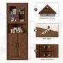 170cm Tall Corner Storage Cabinet, 5-Tier Farmhouse Corner Cabinet for Living Room,2 Wooden Doors,2 Glass Door and 5 Shelves,Space Saving Freestanding Sideboard for Home,Kitchen,Brown Image 3