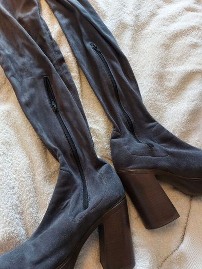 Knee High Grey Suede Boots
