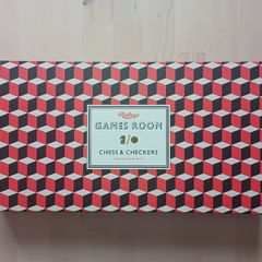 Games Room Chess Checkers Board Game Box Set Red & Black Edition OOP