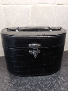 Black faux leather jewelry/makeup box