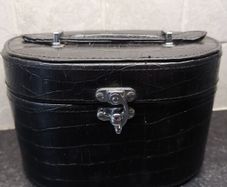 Black faux leather jewelry/makeup box