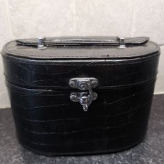 Black faux leather jewelry/makeup box