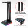 Havit RGB Headset Stand with 3.5mm AUX and 2 USB Ports Headphone Holder for Gamers Gaming PC Accessories Desk Black and White Image 5