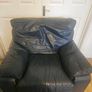 Navy leather 3 piece suite Image 3