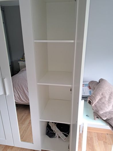 Wardrobe for sale. Dimensions: Width: 117, Depth: 50, Height: 190. All measurements in centimetres.  One mark on left side as can be seen in photo. Will require a van or large trailer and two strong people to carry it down a flight of stairs.