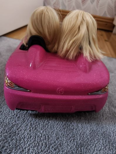 Barbie dolls and car