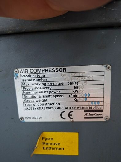 Atlas Copco GA22 air compressor