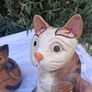 3 X Art Deco Handpainted Hardwood Cats Image 5