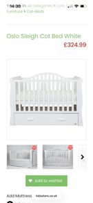 Olso Sleigh Cot Bed height adjustable