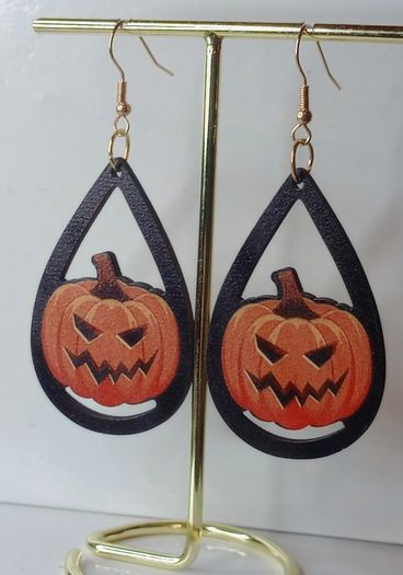 Halloween Scary Pumpkin Waterdrop Earrings