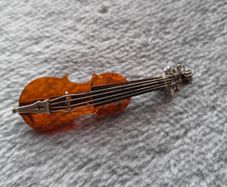 solid silver and amber, violin brooch