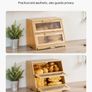 Double Layer Bread Box for Kitchen Counter, Large Capacity Bamboo Bread Storage Container, Farmhouse Wooden Breadbox for Homemade Bread, Storage Holder Bin with Acrylic Wavy Door Panel, Natural Image 5