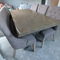 Solid Wood Dining Table with Chairs & Bench 6 Seater