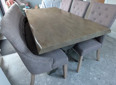 Solid Wood Dining Table with Chairs & Bench 6 Seater