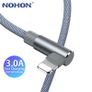 NOHON 3M Apple 3A Lightning Fast Charger & Data Sync 90 Degree Elbows Nylon Braided Cable (Brand New/Warranty) Image 2