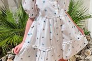 Stunning ZARA Floral Embroidery White Cotton Summer Dress 9 Fits 7 8 9