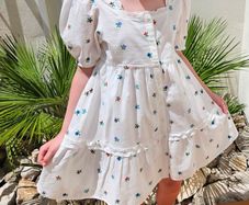 Stunning Zara white floral cotton dress summer Confirmation Special Occasion Size 13 -14 fits from 11 12