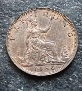 1886 Queen Victoria " Bun Head", Bronze Farthing