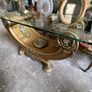 Throne shaped glass topped gilt gold dining  table Image 6