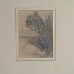 Girl Reading, signed. (1930s)