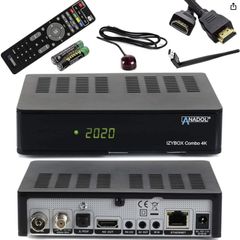 ANADOL IZYBOX 4K UHD Satellite Receiver 2160P - USB PVR Recording Function, Multistream, 2x USB, Astra Pre-Installed, Timeshift, Internet Radio, HDR + HDMI Cable + USB Wifi Stick