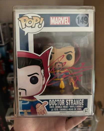 Signed autograph Funko pop Marvel Dr. Strange Benedict Cumberbatch.