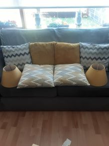 Cushions x 2 and Plain Tapered Lampshades x 2 .. All for 24.00euro.. Final Price Drop