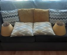 Cushions x 2 and Plain Tapered Lampshades x 2 .. All for 24.00euro.. Final Price Drop