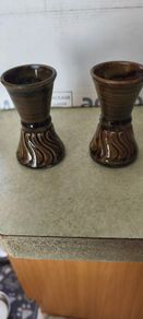 Cornish Art, Fine Art and Studio Pottery Small Vase, Hand Made Set of 2.