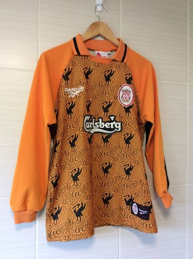 Liverpool Jersey. Official Reebok Youths / Mens Small Goalkeepers Jersey. Season 1996/1997. True Vintage. From The Time. Not A Modern Remake.