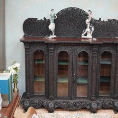 Anglo-Indian Bombay Blackwood Display Cabinet, c. 1880-1900
