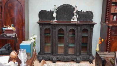 Anglo-Indian Bombay Blackwood Display Cabinet, c. 1880-1900
