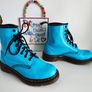 Dr Martens Pascal 1460 blue teal patent leather ankle boots 8 hole UK5 EU 38 US7 Image 4