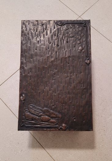 Art noveau copper slipper box