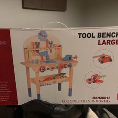 Large wooden kids work tool bench