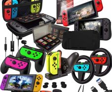 Accessory Bundle Kit designed for Nintendo switch Accessories Geeks and Oled console users Case and Screen protector, Joycon grips and Wheels (FREE POSTAGE)