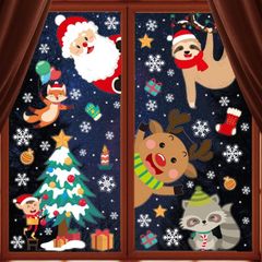Christmas Window Clings Stickers 8 Sheets Xmas Snowflake Animal Window Decals Display Room Decoration (FREE POSTAGE)